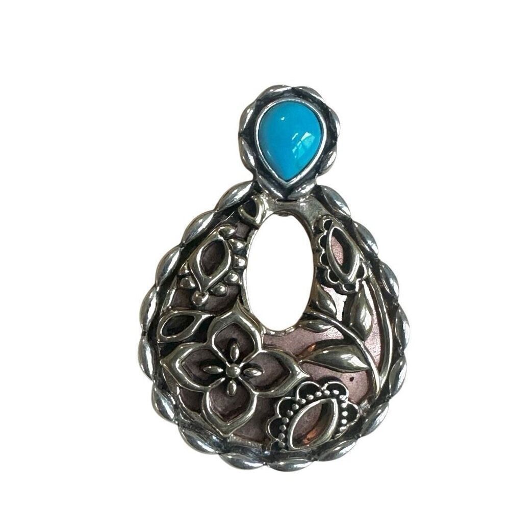 Carolyn Pollack Relios Sterling Turquoise Brass & Copper Pendant